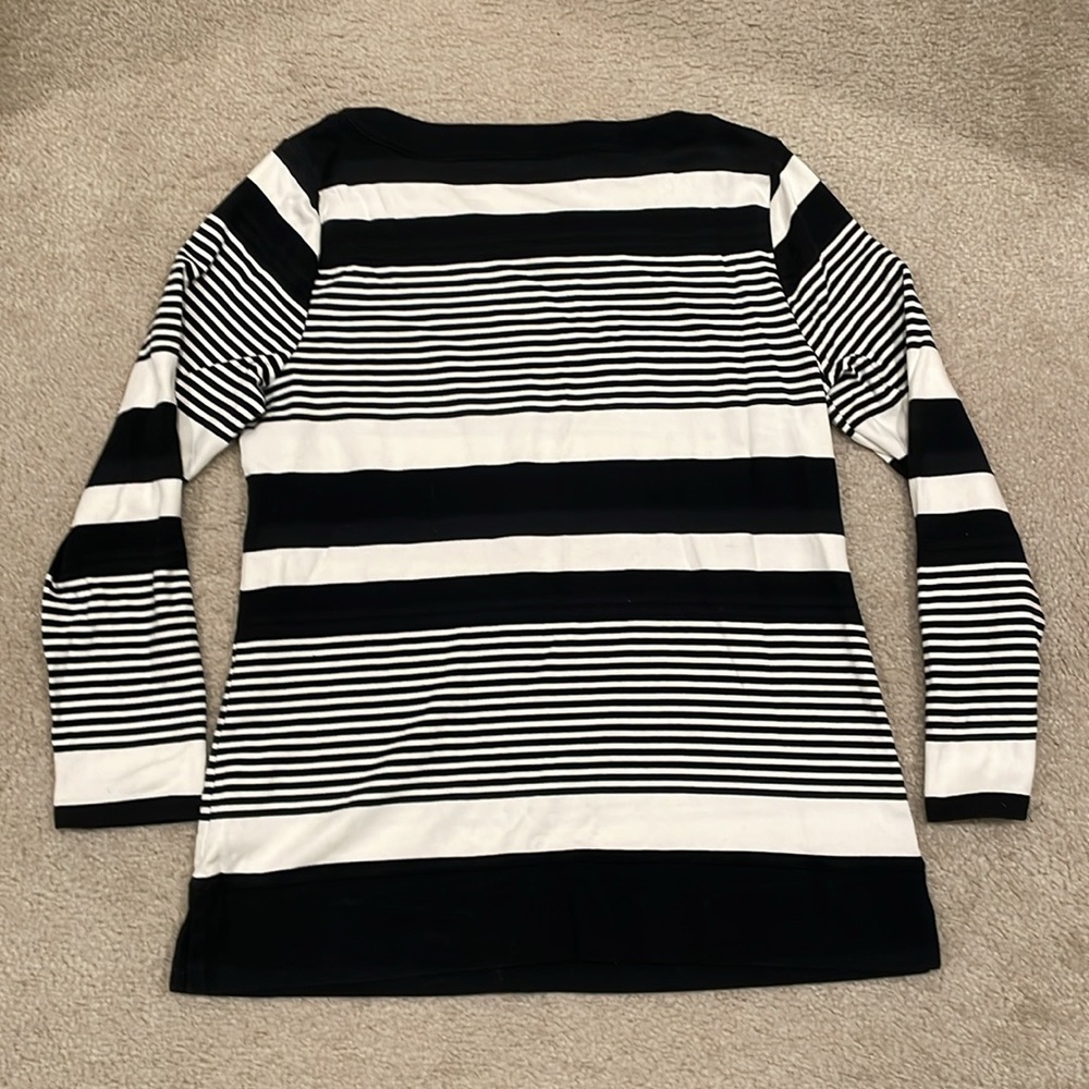 Preowned Talbot Black and White Striped Long Sleeve Top women size L - Picture 4 of 8